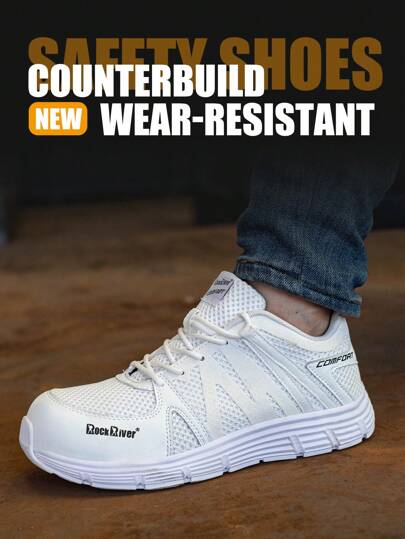 أحذية أمان خفيفة الوزن وقابلة للتنفس ذات طرف فولاذي ومقاومة للتلف، أحذية حماية العمال، أحذية عمل شبكية مناسبة للربيع والصيف للرجال والنساء