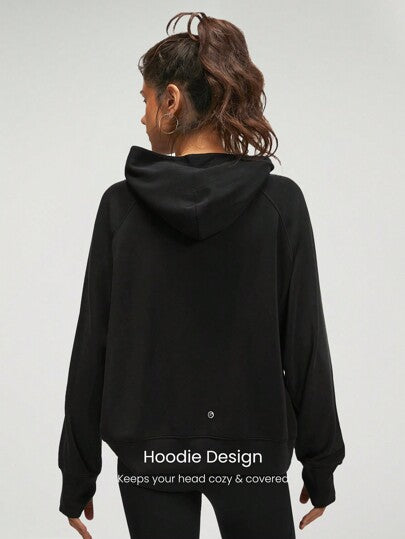 GLOWMODE هودي بسحاب نصفي بحجم كبير وملمس حريري ناعم