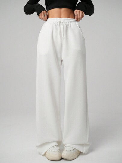 SHEIN بنطلون بسيط أساسي ذو رباط للمراهقات، ملبس كاجوال عادي في الحياة اليومية