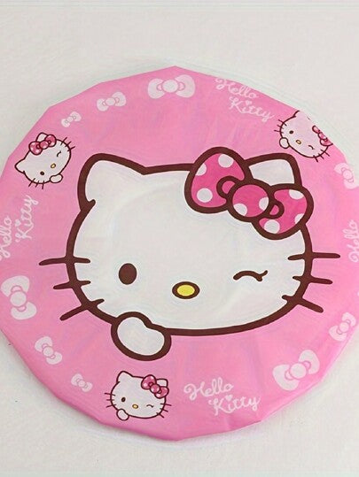 Sanrio غطاء دش مقاوم للماء بطبعة كيتي للنساء، غطاء دش ناعم وملائم جدًا مع حافة، مناسب لاستخدام المطبخ وعناية الشعر ومقاوم للأبخرة، قطعة واحدة لديكور حمام المنزل في الصيف