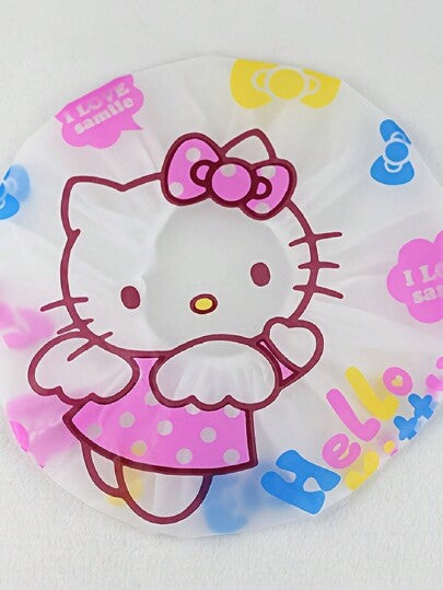 Sanrio غطاء دش مقاوم للماء بطبعة كيتي للنساء، غطاء دش ناعم وملائم جدًا مع حافة، مناسب لاستخدام المطبخ وعناية الشعر ومقاوم للأبخرة، قطعة واحدة لديكور حمام المنزل في الصيف
