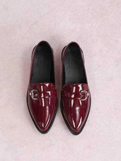 أحذية أوكسفورد حريمي CUCCOO CURVES أوكسفورد نسائي مريح بتصميم منصة سميكة وبكعب عريض إصبع القدم مدبب، بلون أحمر عنابي عميق مع رباط للإغلاق