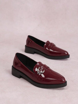 أحذية أوكسفورد حريمي CUCCOO CURVES أوكسفورد نسائي مريح بتصميم منصة سميكة وبكعب عريض إصبع القدم مدبب، بلون أحمر عنابي عميق مع رباط للإغلاق