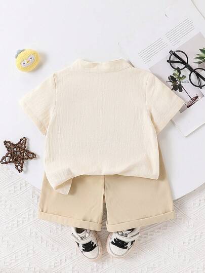 بذلة صبي رضيع للربيع/الصيف، ملائمة وكاجوال ذات طراز صيني "هانفو"، تدمج الراحة والموضة، مصنوعة من قماش عالي الجودة، تفصيل راقي، ملمس ناعم، مناسبة للأعياد التقليدية واليوم اليومي