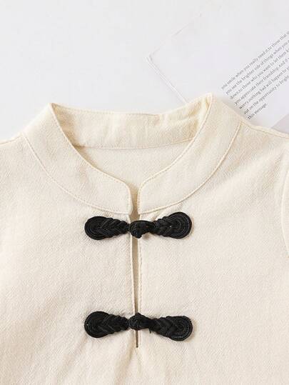 بذلة صبي رضيع للربيع/الصيف، ملائمة وكاجوال ذات طراز صيني "هانفو"، تدمج الراحة والموضة، مصنوعة من قماش عالي الجودة، تفصيل راقي، ملمس ناعم، مناسبة للأعياد التقليدية واليوم اليومي