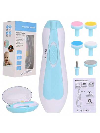 7 قطع مجموعة العناية بأظافر الطفل، كماشة تقليم الأظافر، مبراة أظافر، طلاء أظافر، أدوات تهذيب أظافر الرضيع (البطاريات غير مضمنة)