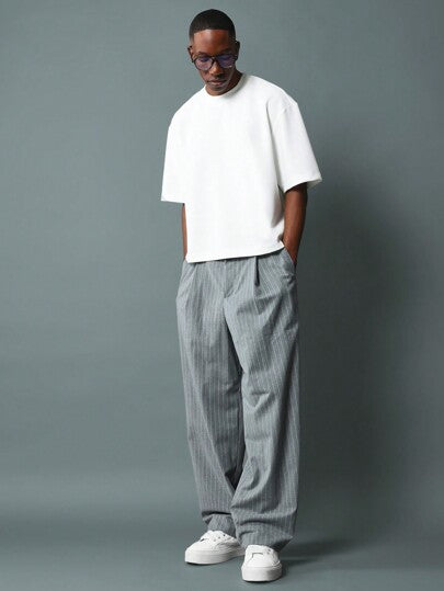 SUMWON تيشيرت قصير الأكمام بنسيج مقصور