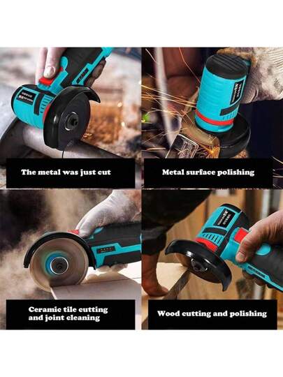 طقم مبراد زاوية لاسلكي 12 فولت، مبراد زاوية بطارية بحجم 3 بوصة، لامكاسح، أداة طحن كهربائية 19500 دورة في الدقيقة، مبراد صغير محمول حامل مع 2 بطارية 1500 مللي أمبير و 2 قرص قطع