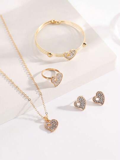 طقم مجوهرات جديد أنيق مخصص بشكل فراشة، طقم إكسسوارات متكامل من القلادة والخاتم والسوار