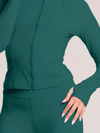 Musera Sport جاكيت ذات قبة طويلة الأكمام مناسبة للياقة البدنية، مزودة بسحاب كامل لألعاب البادل والتنس وبيكلبول