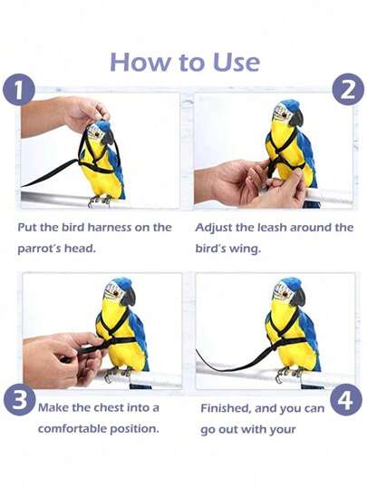 طقم سرج وعنان للببغاء، لعب تدريب على الطيران للحيوانات الأليفة، مناسب للتنزه بالطيور خارج المنزل