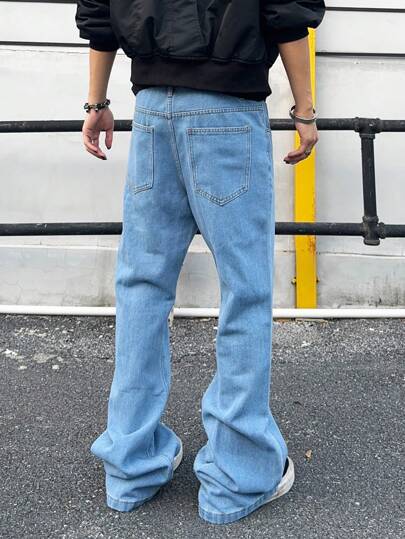 Manfinity EMRG بنطلون رجالي عادي بساق مستقيمة مع جيوب، تصميم بسيط، للارتداء اليومي