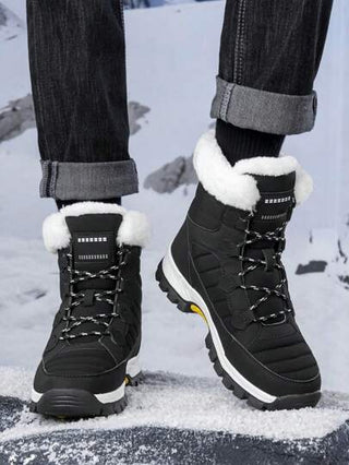 بوت ثلج كاجوال للرجال، بوت هايكنج، بوت خارجية، بوت شتوية عالية الرقبة مبطنة بالفرو مقاومة للرياح، مناسبة للمشي والجري والتنزه في الخارج في فصل الخريف والشتاء