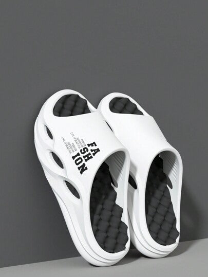 شبشب أنيق أحادي اللون مفتوح للأصابع، مزود بخرز للتدليك، قاعدة EVA مريحة مضادة للانزلاق وقوية، مناسب للأنشطة الداخلية والخارجية