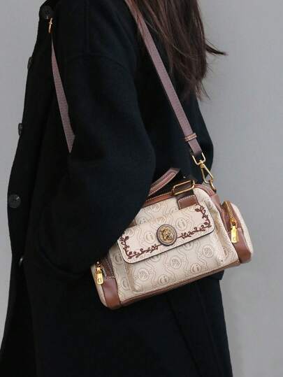 حقيبة يد نسائية موديل 2025 جديد، تصميم عصري متعدد الجيوب، قابلة للاستخدام اليومي، كتف بنمط رجعي ملون, جودة عالية من طباعة الزهور على بي في سي للحقيبة الكتف