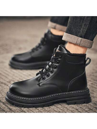 بوت رجالية شتوية جديدة لعام 2024، بوت ثلج عصرية بطانة حرارية مُقلَّدة، بوت كاجوال خارجية عصرية متعددة الاستخدامات للرجال، ملاحظة: هذا البند صغير الحجم، يرجى طلب مقاس أكبر بمقدار مقاس واحد