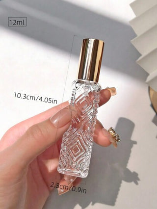 زجاجة رش بحجم 12مل ذات نقش ماسي، زجاجة لتفريغ العطر، زجاجة سفر، هدية عيد الميلاد