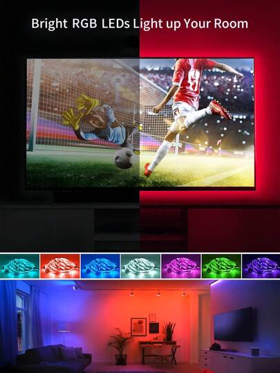 جهاز التحكم عن بعد 24 مفتاح، إضاءة شريط LED RGB للتلفزيون والخلفية تعمل بمنفذ USB 5 فولت، مناسبة لغرفة الدراسة أو مكتب أسفل الشاشة أو في غرفة المعيشة أو النوم، إضاءة عالية الجودة شريط LED ديكورية، هدية للمناسبات مثل عيد الميلاد أو التخرج، (موصى بها من 1 م