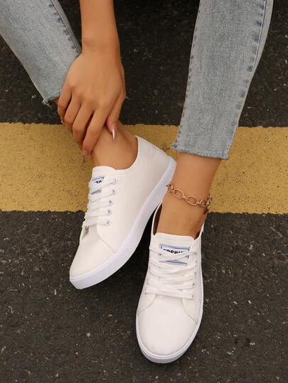 حذاء رياضي نسائي مريح وخفيف الوزن وعملي من القماش مربوط بالأربطة بتصميم كل الإصبع، مناسب للاستخدام في الربيع والخريف