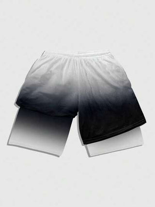 ROMWE MEN Batman X ROMWE بنطلون قصير رجالي كاجوال لفصل الصيف بخط تدرج حرف مطبوع وسحاب لتعديل الخصر للاستخدام في كرة السلة