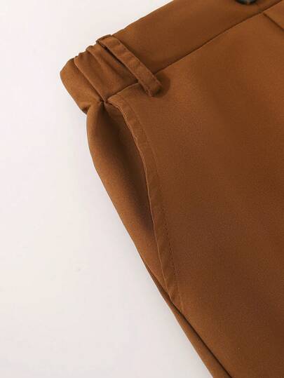 Souflis Souflis بنطلون أطفال أولاد كاجوال أحادي اللون، مزين بزر واحد، جيوب مائلة، تصميم خصر مطاطي، مناسب للارتداء اليومي والسفر والحفلات، متعدد الاستخدامات في الموضة