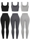 Easify SHEIN Sport مجموعة رياضية للنساء تتكون من توب لامع ذو تصميم محبوك وسلس وسروال رياضي بخصر مرتفع، للرياضة والجيم