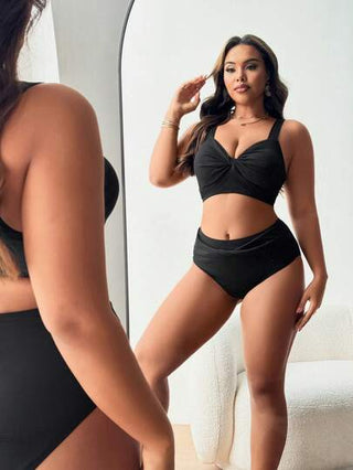 SHEIN Swim Curve بكيني بتصميم لف للنساء ذوات الحجم الكبير ملابس علوية البكيني ظهر مكشوف للصيف