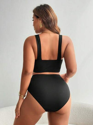 SHEIN Swim Curve بكيني بتصميم لف للنساء ذوات الحجم الكبير ملابس علوية البكيني ظهر مكشوف للصيف