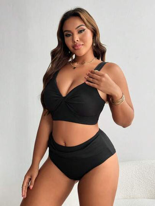 SHEIN Swim Curve بكيني بتصميم لف للنساء ذوات الحجم الكبير ملابس علوية البكيني ظهر مكشوف للصيف