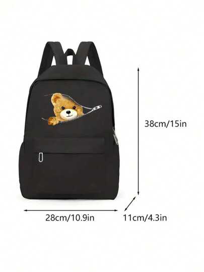 حقيبة ظهر كاجوال كبيرة السعة لحمل الحاسوب من نوع سحاب، بشكل قطة، لرحلات السفر والخارج، رسومات وحروف مطبوعة، عملية وكبيرة السعة، مناسبة للمراهقات وطالبات المرحلة الثانوية والجامعة مع جيوب متعددة