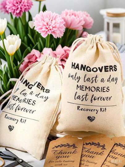 12 قطعة/طقم عدة إنقاذ لمتعثري ليلة العزوبية تشمل أكياس ذات رباط، هدايا العرائس والخدم في المناسبات الزفاف والعطل، أكياس هدايا العطلات، أكياس خزن المجوهرات بتصميمات مطبوعة ، ديكور خريفي