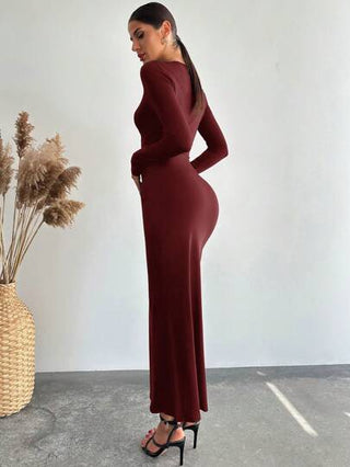 Firerie فستان بوديكون أنيق طويل الأكمام مرصع بزهرة معدنية مجوفة، طراز عتيق رومانسي ودقيق للسيدات، للموسم الخريفي