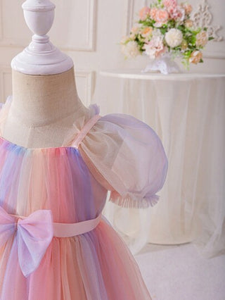 فساتين بيبي Glamorique Kids فستان أميرة ملائكي للبنات الصغار بأكمام منفوشة مك ّشكل مزخرف بطبقة شبكية ملونة، مناسب للحفلات، فستان بطبقة شبكية