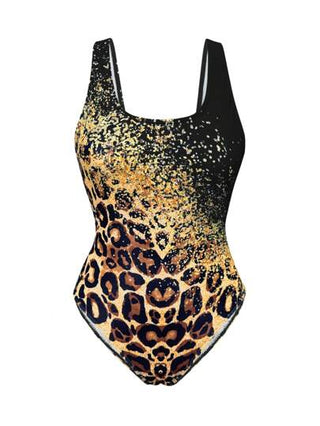 مايوه حريمي قطعة واحدة Swim للنساء مايوه بقطعة واحدة جذاب للشاطئ والصيف بطبعة فهد وظهر منخفض