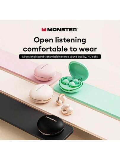 Monster Monster Airmars XKT30 OWS سماعة لاسلكية تعمل بالبلوتوث V5.4 سماعة أذن مزودة بمشبك مزدوج الوضع سماعات تحسين الجهير الصوت المحيطي سماعات الأذن التعبئة والتغليف الصينية