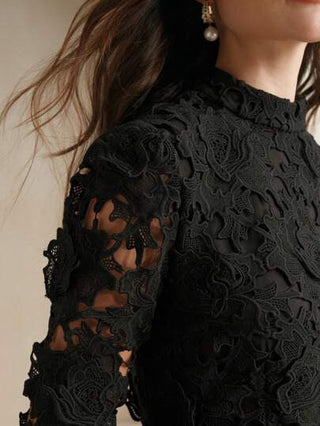 فساتين حريمي Anewsta فستان ملبوس للنساء بأكمام طويلة وأبيض مطرز بالدانتيل وفتحات