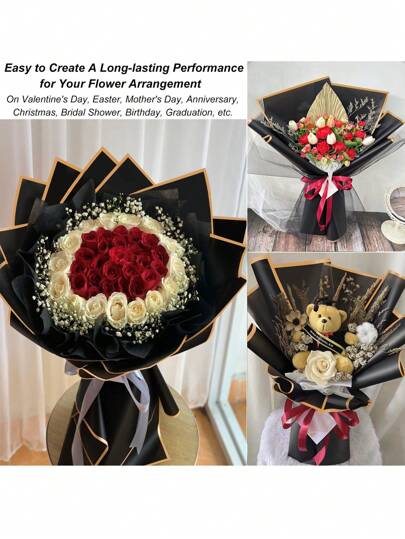 40 قطعة ورق لف الزهور، علامة فنوم بنه الكورية، ورق تغليف باقة الزهور، لوازم الزهور الزخرفية لأعمال الحرف اليدوية هدايا التغليف،23 * 23 بوصة، ورق تغليف، ورق مناسبة، لوازم الباقات، ورق مناسبة للأكياس والتعبئة الصورتية، متعددة الألوان، للعيد، عيد الأم، التخر