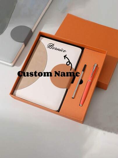 طقم دفتر ملاحظات هدية بحجم A5، دفتر مذكرات بسيط، دفتر أعمال بغلاف من جلد الضأن بحجم B5، طقم أدوات مدرسية مخصصة النص