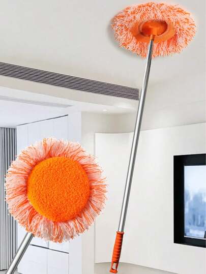 مسح دوار بزاوية 360 درجة قابل للضبط - مسح الحائط قابل للتمديد، مسح ذو مقبض طويل وإسفنجة ميكروفيبر دوارة، رأس مسح دوار سهل التنظيف لتنظيف الحوائط والسقف والنوافذ