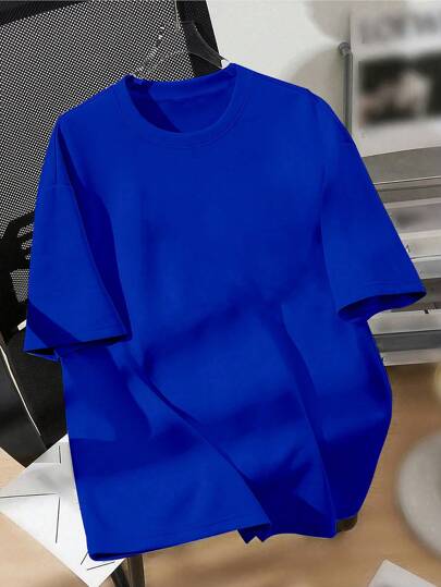 SHEIN تي شيرت قصير الأكمام بياقة مستديرة أنيق للأولاد المراهقين، مناسب للصيف