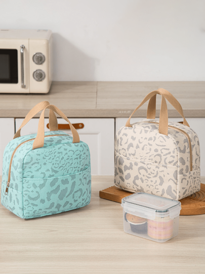 حقيبة غداء معزولة سميكة ذات نقشات حبر متعددة الألوان، حقيبة غداء أنيقة وبسيطة للسفر والنزهات والمكتب والمدرسة والشاطئ، يمكن استخدامها لحفظ علب الغداء والأطعمة وحقائب غسيل الأدوات الشخصية والمكياج ومتطلبات العطلات والمدرسة والكلية والرحلات لكل النساء