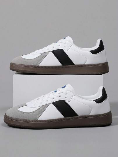 أحذية رياضية كاجوال رجالية منفوشة خفيفة الوزن مريحة القدم، ذات أصابع مستديرة وأربطة ربط مسطحة