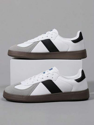 أحذية رياضية كاجوال رجالية منفوشة خفيفة الوزن مريحة القدم، ذات أصابع مستديرة وأربطة ربط مسطحة