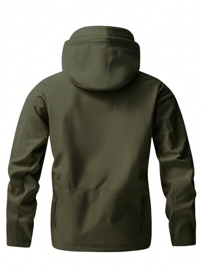 Manfinity Homme معطف خارجي قبعته مخصص للرجال الحراري، دافئ للخروج في فصلي الخريف والشتاء قميص كاجوال بأكمام طويلة، هدية لأصدقاء الزوج والحبيب