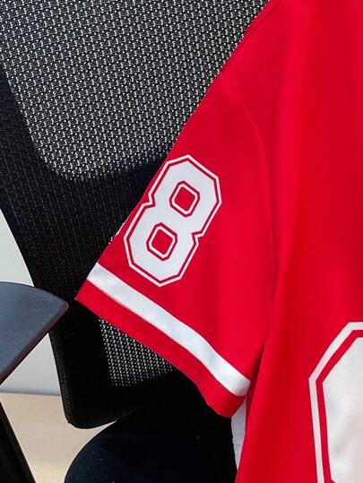 SHEIN قميص كاجوال ألوان متناقضة للأولاد بنمط حرف وياقة البيسبول المرتب، مناسب للصيف، للعب في الهواء الطلق، المدرسة، الشارع، الحفلات والأوقات الفراغ