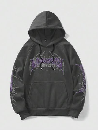 Demarkasi بلوزة كاجوال كم طويل بقصة هودي ذات طباعة شعار الفنان ، مناسبة للخروج، الإجازات، الربيع، المهرجانات، التمارين الرياضية، أيبيزا