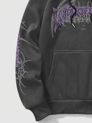 Demarkasi بلوزة كاجوال كم طويل بقصة هودي ذات طباعة شعار الفنان ، مناسبة للخروج، الإجازات، الربيع، المهرجانات، التمارين الرياضية، أيبيزا