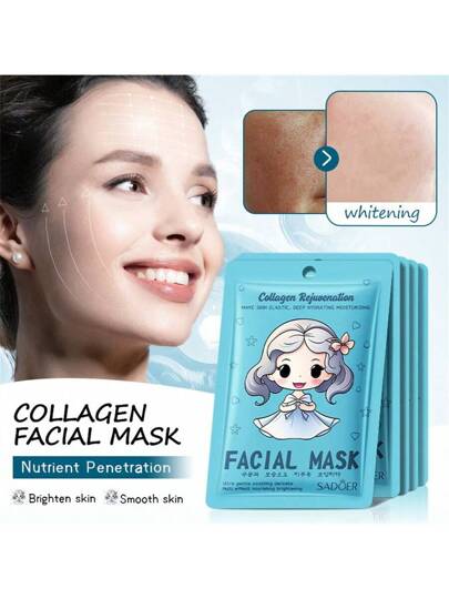 SADOER 1 قطعة / 15 قطعة / 30 قطعة / 50 قطعة قناع وجه مرطب ومنشط للكولاجين بوزن 25 جرام لتفتيح البشرة