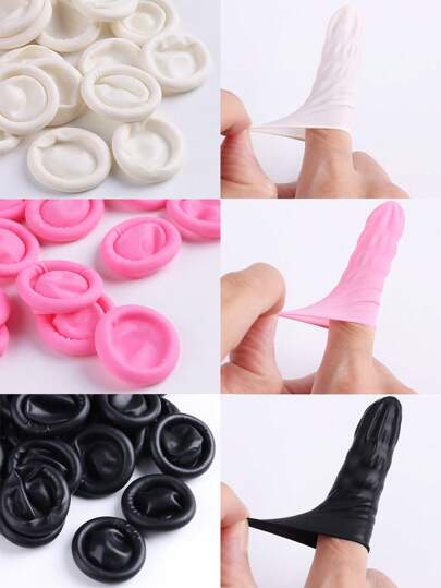 50/100 قطعة أغلفة واقية للأصابع التي يمكن التخلص منها مصنوعة من المطاط الطبيعي مضادة للانزلاق وللكهرباء الساكنة، أنصال مناسبة للاستخدام في مجال الجمال وفن الوشم والإلكترونيات، أدوات مقاومة للانزلاق وقوية