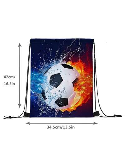 حزمة موضوع كرة القدم للطباعة ثلاثية الأبعاد، حقيبة ظهر بسحاب ملون، حقيبة تخزين للتدريب الرياضي
